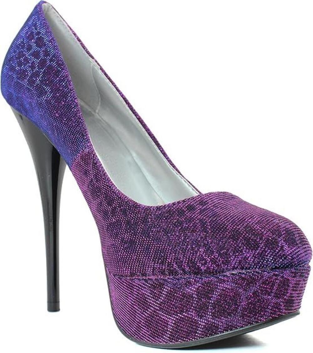 QUPID Women's Berry Fabric Leopard Lurex Fabric Stiletto Heel Pumps | Size 7.5